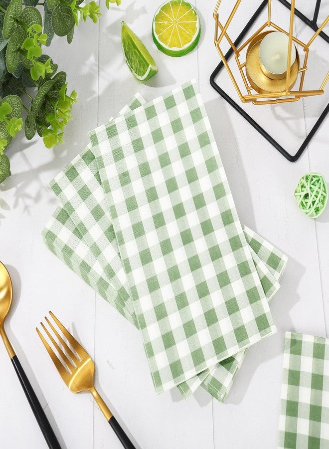 JarThenaAMCS Sage Green Paper Guest Napkin Buffalo Plaid 3 Ply Disposable Napkin Checkered Dinner Hand Napkin Towel for Party Supplies Table Decor, 50Pcs - Image 3